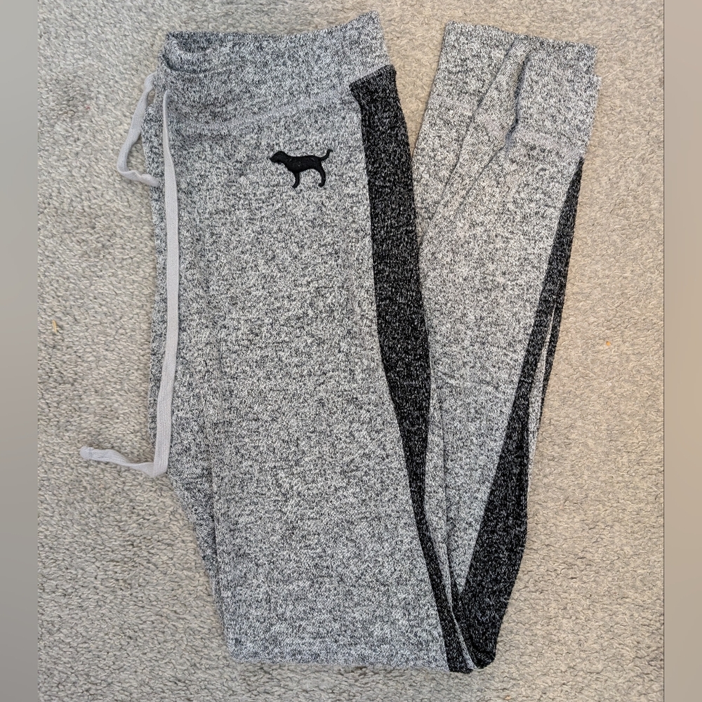 3 For $18 PINK Victoria's Secret Gray Joggers with Black Stripe - Picture 2 of 7